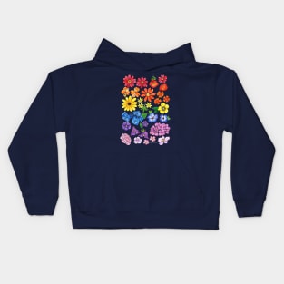 Rainbow Ombre Watercolor Flowers Kids Hoodie